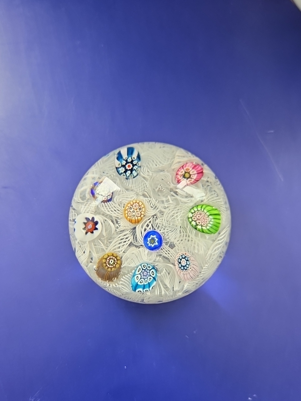 Perthshire Round Millefiori Paperweight with Colorful Floral Canes 1969 Scotland